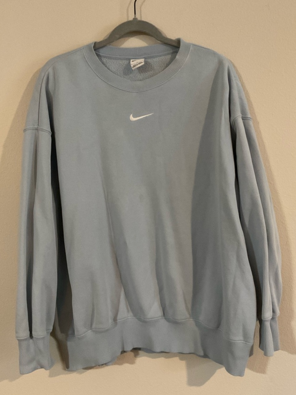 Nike Pale Blue Crewneck Sweatshirt with White Swoosh